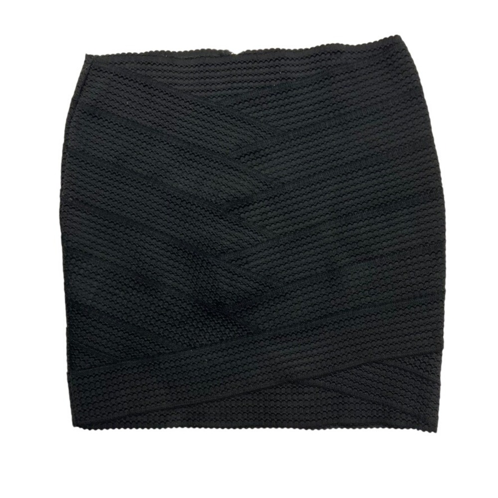 H&M Divided Black Textured Bandage‎ Bodycon Mini Skirt Size 10 Elastic Waist